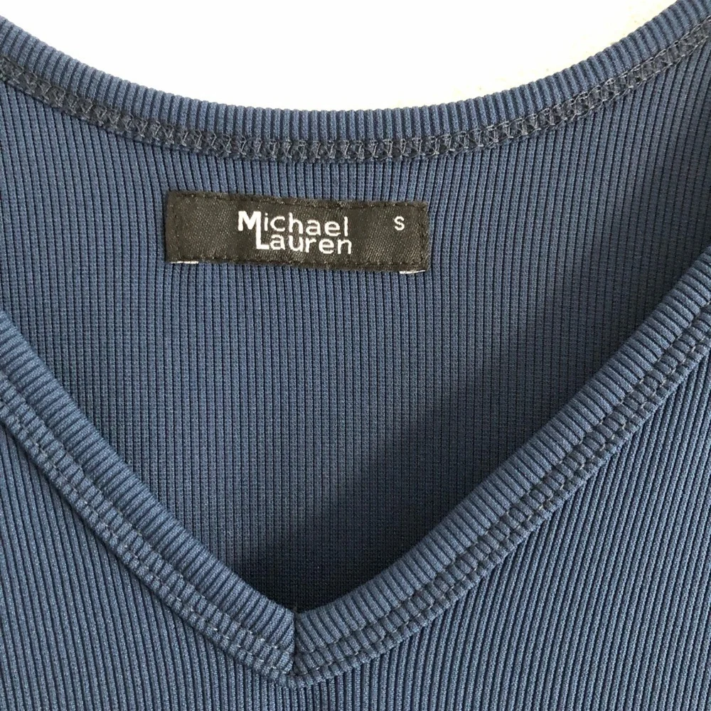 Michael Lauren Mini Ribbed Tank Top Blue Size Small